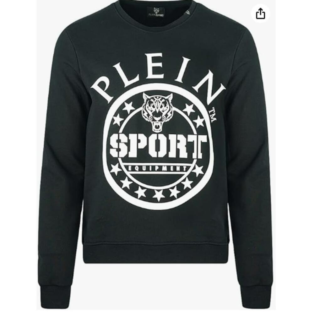 Philipp Plein Sport Sweater Mens Large Black White Cotton Luxury Minimalist